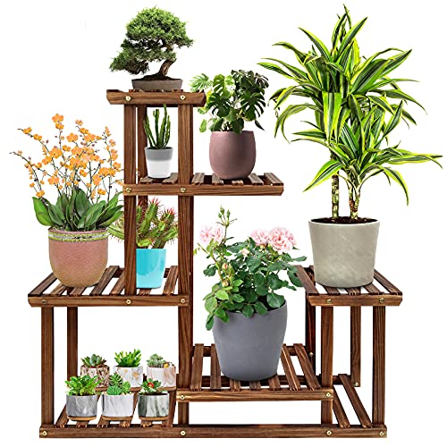 Wood Plant Stand Outdoor Plant Stand Indoor Plant Stands for Multiple Plants Tall Plant Stand, Multi Tier Plant Shelf Suitable for Garden Balcony Patio Corner