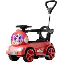 Ride on car Kids Electric Motor Car with Headlights Push Handle Backrest 3 Modes Push, Drive Or ScooterRed