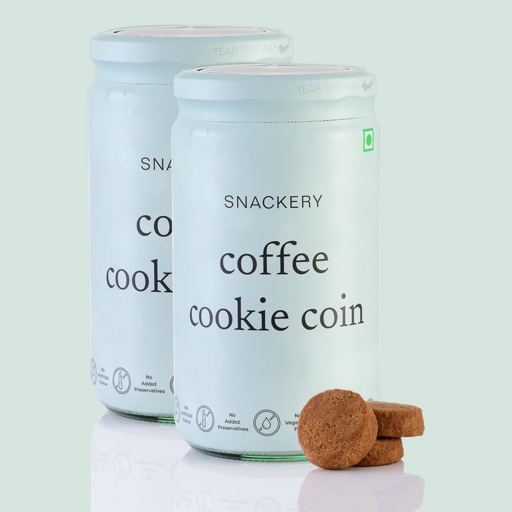 Snackery Coffee Cookie Coin 150g (Pack Of 2) Snackery Coffee Cookie Coins, 150 gm, Individually Wrapped, Jar of Happiness