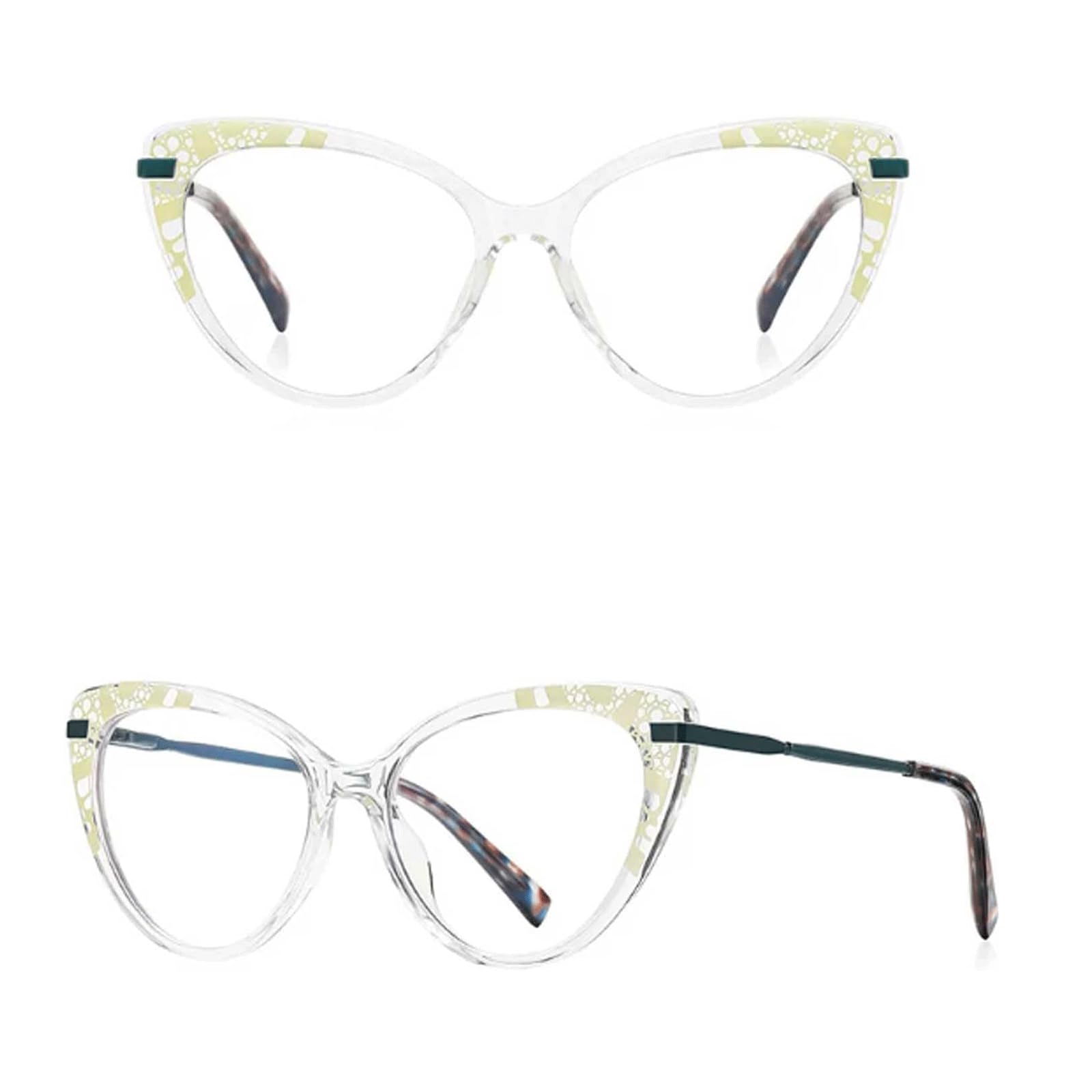 Occhiali da vista falsi, Montature for occhiali Cat Eye Multicolor(Nero)