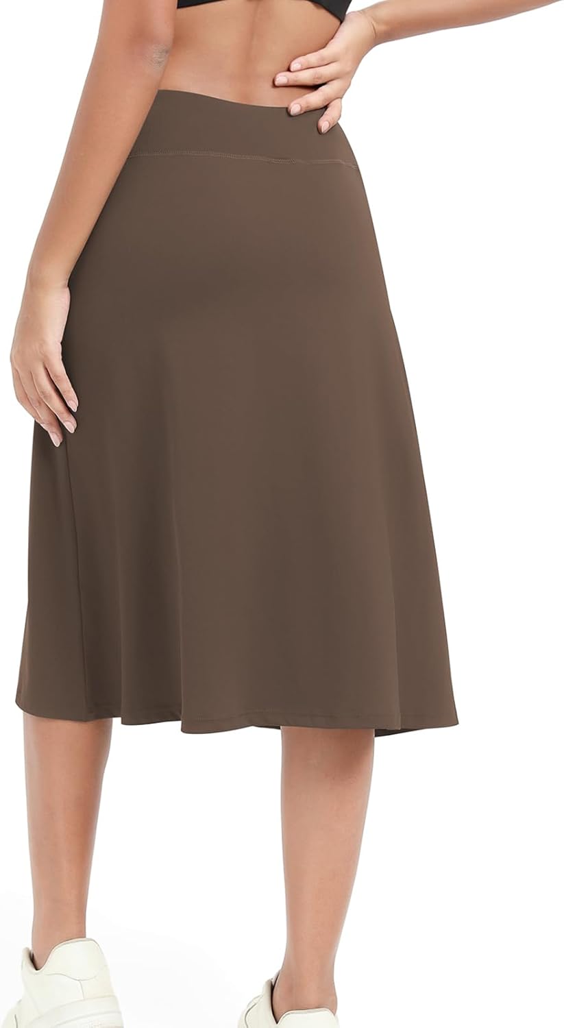 Women 28" Midi Long Skorts,Knee Length Skorts Swim Skirts with Arc-Saped Pocket