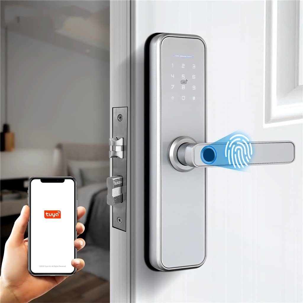Smart Fingerprint Door Lock Safe Digital Electronic Lock with APP Password Unlock for Home Security (Size : 50) ()