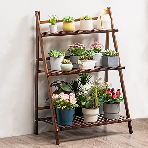 Support de rangement pliable pour pots de fleurs à 3 niveaux en bois - 2