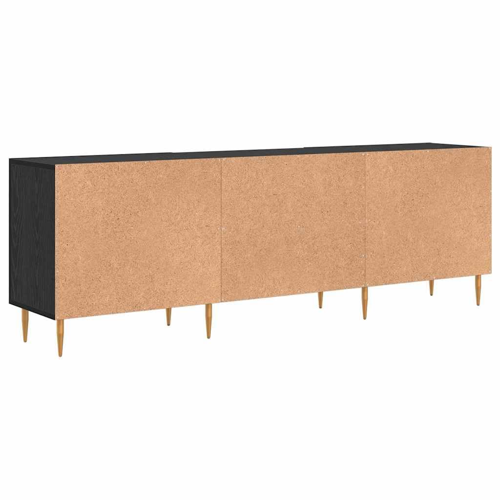 TV-Schrank Schwarz Eichen-Optik, 150x30x50 cm Holzwerkstoff, modernes Lowboard für Wohnzimmer, Schlafzimmer, Entertainment Center, Media Console