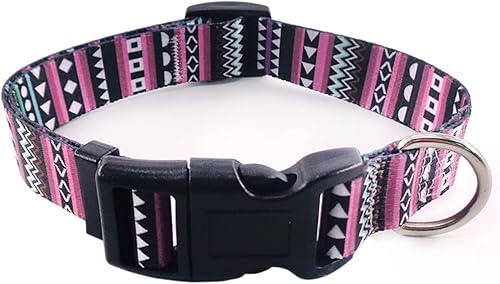 Miniatura 2 de Love Dream Collar de perro resistente con hebilla de liberación rápida ajustable con patrones geométricos florales para perros pequeños, medianos y