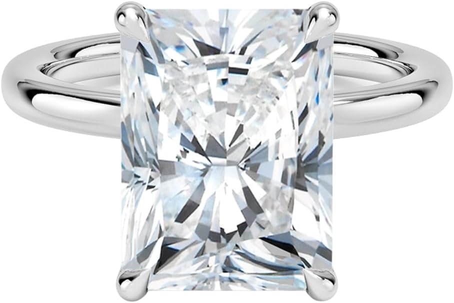 5 Ct Asscher Cut IGI Certified Lab Grown Diamond Ring 10K 14K 18K Solid Gold Secret Halo 2mm Lab Grown Diamond Engagement Ring (E-F Color, VVS2 Clarity)