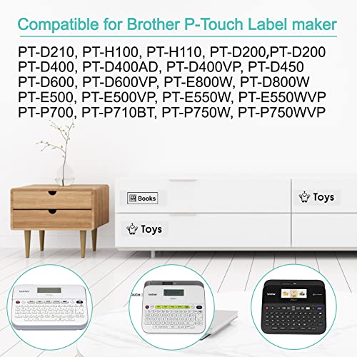 Nineleaf 2 Pack Compatible For Brother Tze-111 Tze111 Tz-111 Tz111 Label Tape 6Mm 1/4' Black On Clear Standard Laminated Labeling Work With P-Touch Pt-D210 Ptd400Ad Pth110 Pt-D600 Label Maker #TOP5