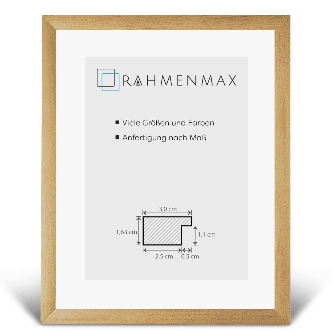 Cadre photo doré 45x60 cm RahmenMax effet essuyé chic en bois MDF