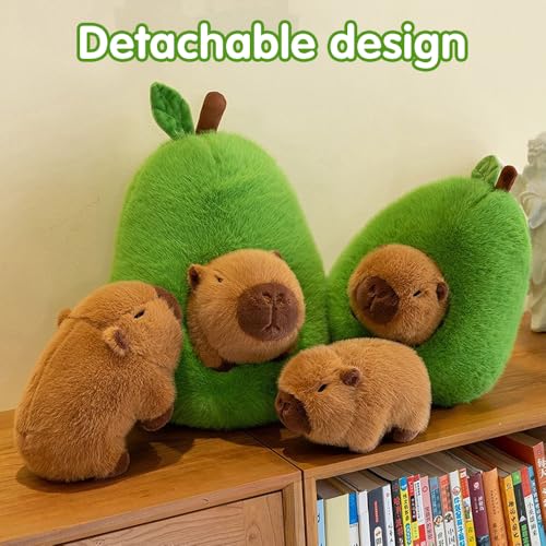 XPJBKC 2 in1 Capybara Kuscheltier, 35CM Capybara in Avocado Plüschtier, Niedlich Avocado Plüschtier, Abnehmbare Cute Plushies, Super Weiche Gefüllte Spielzeug Plüsch für Home Deko