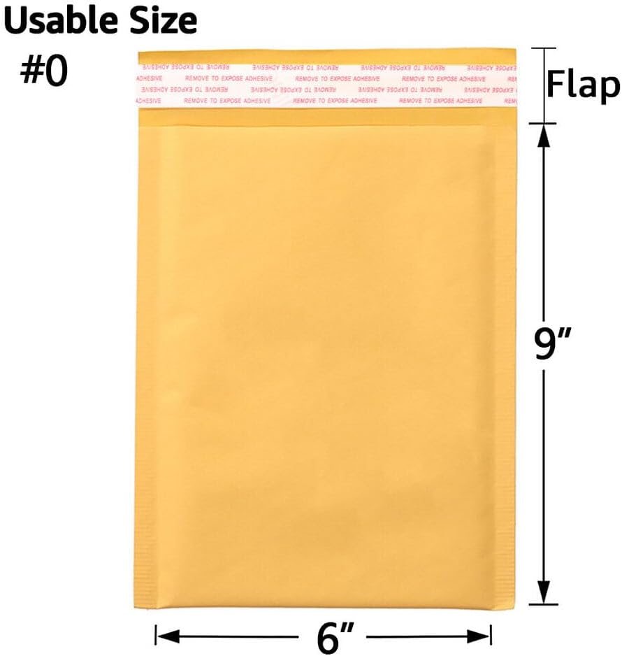 Kraft Bubble Mailers [100 Pack] Mailing Packing Envelopes #0 (6" x 9") - Image 5