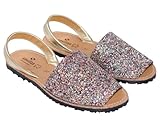 Sevillas Sandalia Menorquina, PLata,Multicolor y Oro, Suela Negra, Estilo Clásico Español (Multicolor, Sistema tallas calzado EU, Adulto, Mujer, Números, mediano, 37)
