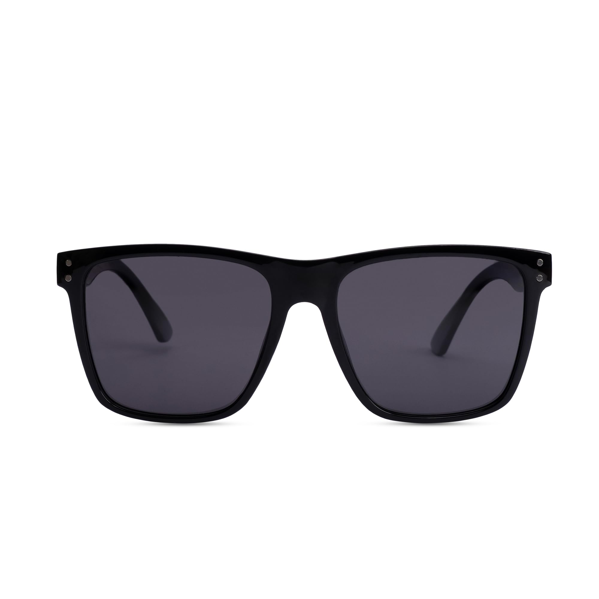 Polarized Square Sunglasses, Black Full Rim Frame, Grey Polycarbonate Lens, UV400, Unisex, Lightweight, Wayfarer Style-image-36