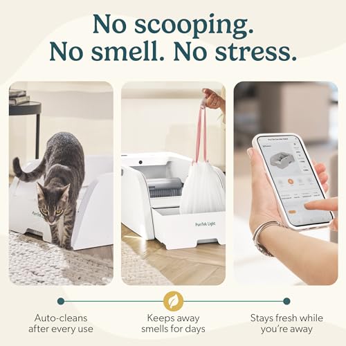 Petcove Self Cleaning Automatic Litter Box for Multi Cat Open Top/Quiet Operation ≤45 dB/Odor Control/Dual Anti-Pinch Safety/Easy App Control with Ultra Fast 5 GHz Wi-Fi - 20 Count Litter Bags - Image 3