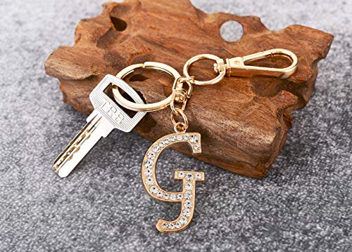 AlphaAcc Keychain for Women Purse Charms for Handbags Crystal Alphabet Initial Letter Pendant with Key Ring,Letter G