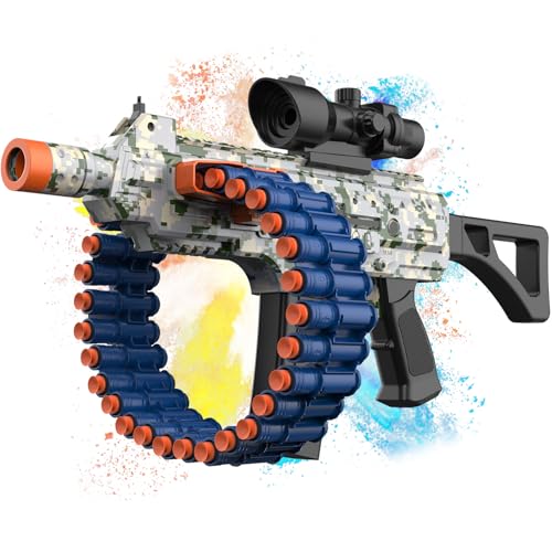 Electric Automatic Toy with Scope, JakMean Toy Blaster with 30 Dart Clips and 100 Foam Darts,...