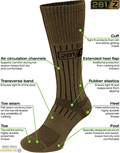 281Z Military Demi Season Breathable Mid Calf Uniform Boot Socks - Army Tactical Trekking Hiking - Outdoor Fishing Hunting3