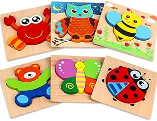 Dreampark Wooden Jigsaw Puzzles, 6 Pack Animal Puzzles for Toddlers Kids 1 2