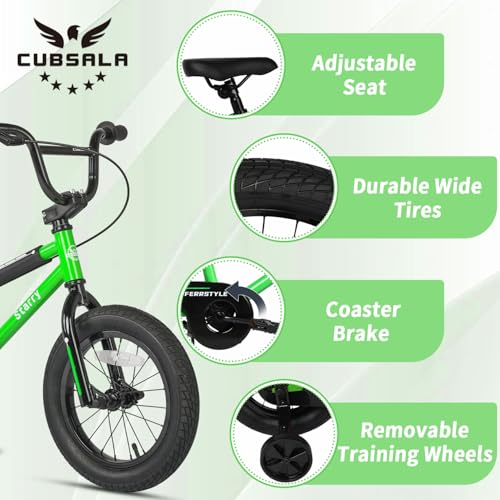 Image of 12 14 16 18 Inch Kids Bike BMX Style Bicycle with Training Wheels Coaster Brake for 2-10 Years Old Toddlers Boys Girls Multiple Colors