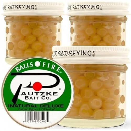 Pautzke Balls O' Fire Salmon Eggs Bait, Yellow Jackets - Real Salmon Eggs for Trout Fishing, Soft Fish Eggs for Salmon Fishing, Can Be Used as Single Egg Salmon Bait or Salmon Egg Sacks - 3 Pack