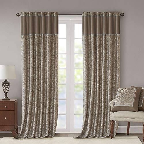 Madison Park Aubrey Rod Pocket Curtain Panel Pair (Brown) #TOP3