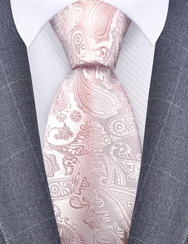 Image of GUSLESON 3.15 inch(8cm) Fashion Paisley Ties Mens Woven Jacquard Necktie for Wedding