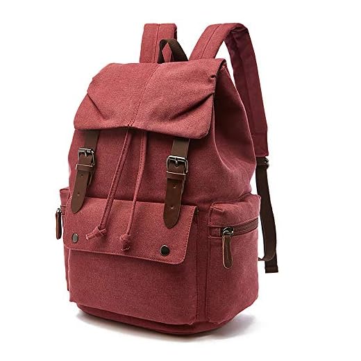 AiZnoY Einzigartiger Stil Halskette Choker Halskette Halsband Für Damen Mädchen Rotwein 5 Rufun Leinwand Rucksack Jahrgang für Laptop Tagesrucksack Wandern Reisen Große Kapazität Tasche Unisex (Rotwein)