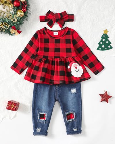 Image of Renotemy Baby Girl Clothes Toddler Girl Clothes Outfits Infant Clothing Jeans Pants Set Cute Clothes Set for Girls