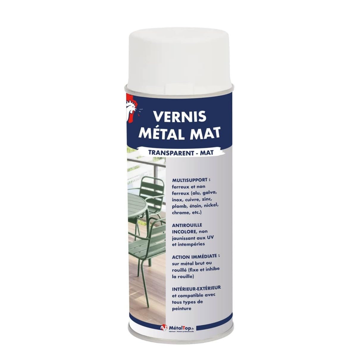 Metaltop - Vernis Metal Mat - 1 L - Pour protéger durablement tous types de métaux.