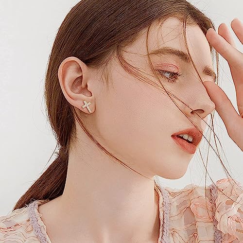 Sterling Silver Cross Earrings for Women Tiny Cross Stud Earrings for Men Gold Cross Earrings Stud Diamond Cross Earrings for Women2
