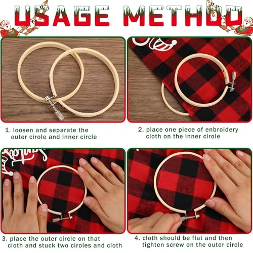 Image of FEBSNOW Embroidery Hoops Adjustable Natural Material Circle Cross Stitch Hoop Ring Bulk Wooden Round Embroidery Hoop for Art Craft Handy Sewing and Christmas Decoration (12 Pieces, 3 Inch)