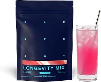 - Blueprint Bryan Johnson Longevity Mix - Muscle Builder & Recovery Supplement - Promotes Focus and Balanced Mood - Magnesium, Creatine, L-Theanine, Glutathione & Vitamin C- 30 Servings, Blood Orange