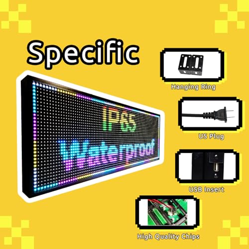 Image of P10 Programmable Scrolling LED SIGN 40 inchx14 inch LED Display, 4000cd /m High Brightness led Display with WIFI+USB, Indoor Outdoor Digital Sign Screen, SMD Technology Open Sign for Advertising Advertising