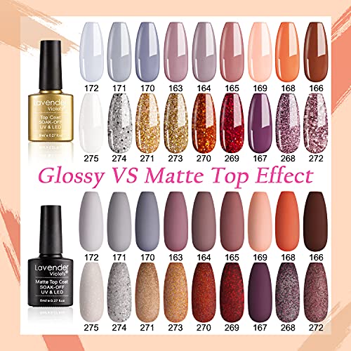 Lavender Violets UV-Gel-Nagellack 21 PCS mit Base und Matte-Glänzende Top Coat Geschenk-Set Soak Off LED Nägel Maniküre… – Bild 3
