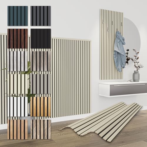 HEXIM Paneles Acústicos 138,5x60cm - Pared de Lamas Flexible Madera MDF Paneles de Pared Revestimiento de Lamas Revestimiento Mural Decoración (1 panel / 0,83 m² Palomino - APH01)