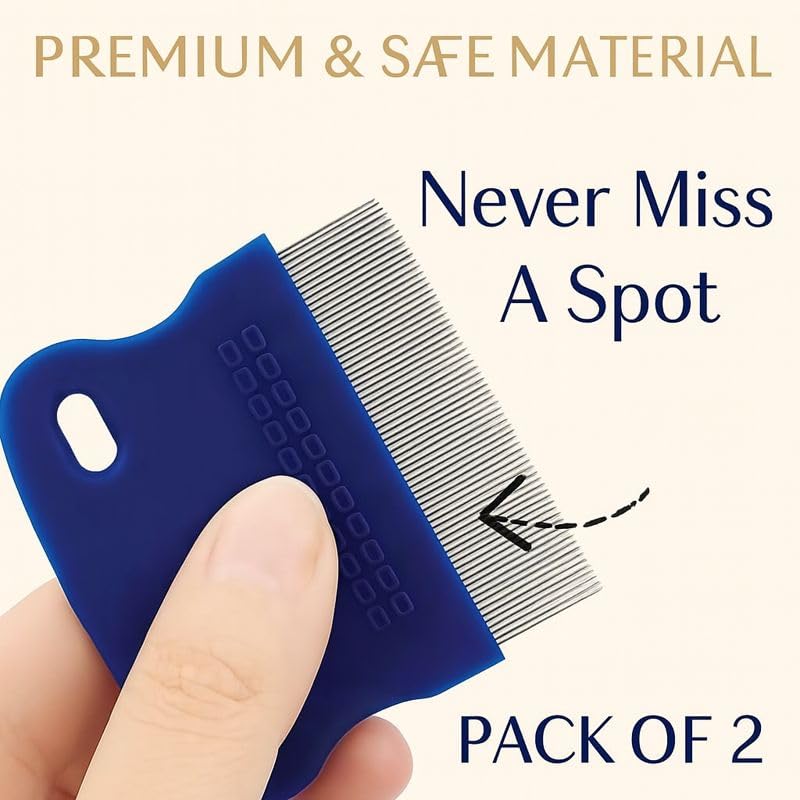 Image of ANKITA 2 Pieces LICE COMB, Head Lice and Nits removal Comb for Women, Men & Kids Hair | Stainless Steel comb | Antilice Treatment Remover for Eggs | LICE COMB PACK OF 2, (SLC-4). PROMOTIONAL PRICE FOR LIMITED PERIOD