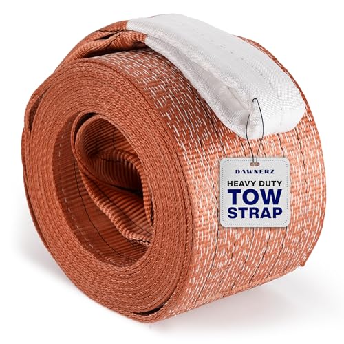 Dawnerz Recovery Tow Strap Heavy Duty 20 ft 100000 lbs Minimum Break Strength - Tow Rope 6 m 55 US Tons for Trucks and Buses