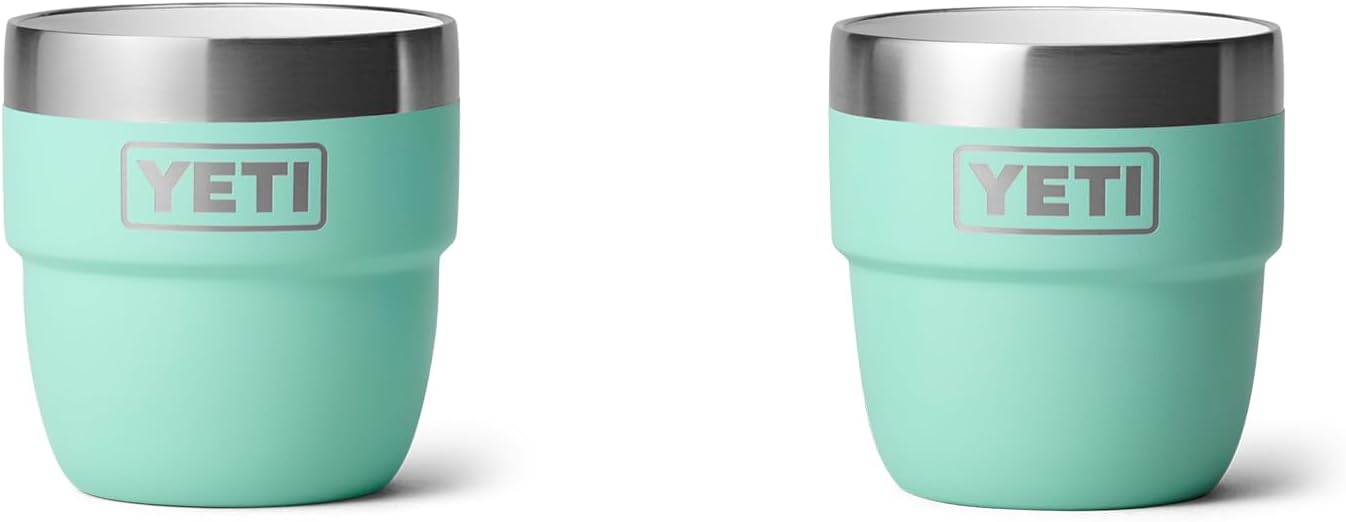 Rambler 4 oz Stackable Cup, Stainless Steel, Vacuum Insulated Espresso/Coffee Cup, 2 Pack, Seafoam