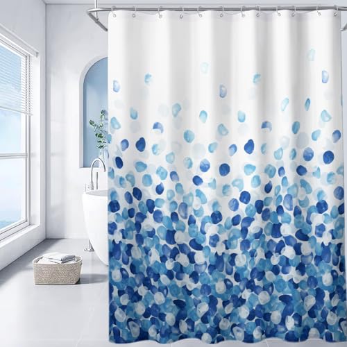 Jtermone Shower Curtain Blue Petals Polyester Lightweight 72' W x 72' L Bottom Weighted Machine...