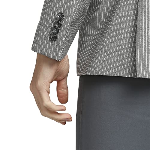 Image of Colorplus Men's Contemporary Fit Terry Rayon Blend Notch Collar Herringbone Pattern Full Sleeve Navy Casual Blazer