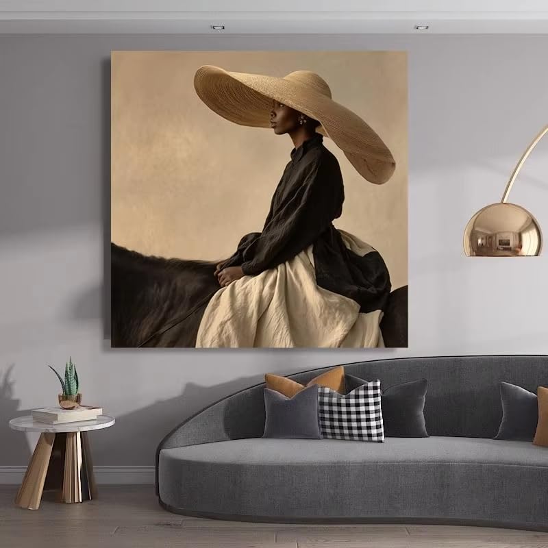 Pósteres de mujer montando a caballo para decorar un salón moderno elegante