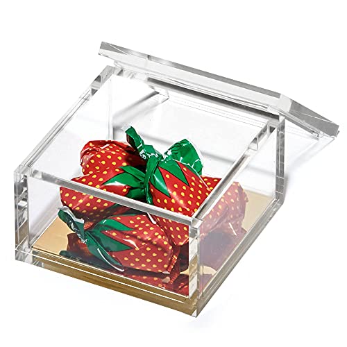 Officegoods Acrylic Desk Organizer W/ Gold Base – Functional & Elegant Odds & Ends Box For Display Or Storage – Perfect For Home Or Office, Kitchen, Bathroom Vanity, Curio Display - Small #TOP6