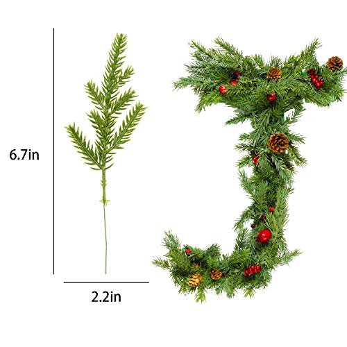 Alpurple 60 Packs Artificial Pine Needles Branches Garland-6.7X2.0 Inch Green Plants Pine Needles,Fake Greenery Pine Picks For Diy Garland Wreath Christmas Embellishing And Home Garden Decoration #TOP1