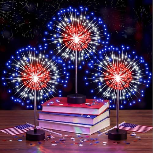 Tujoe 3 Pack 4th of July Firework and Flowers Centerpiece