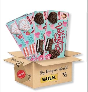 Big Bargain World Gift Set Box Limited Edition Valentine's Day Bundle Cake 2 Chocolate 2 Strawberry Cake 4 11.09 oz Each Individually Wrapped Pack Perfect to share on Valentine's Day with family and friends. Bonus Bookmark