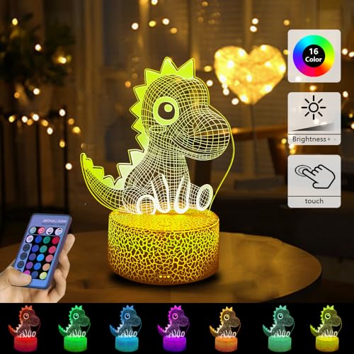 Lámpara de mesa de noche LED 3D dinosaurio con control miniatura 2