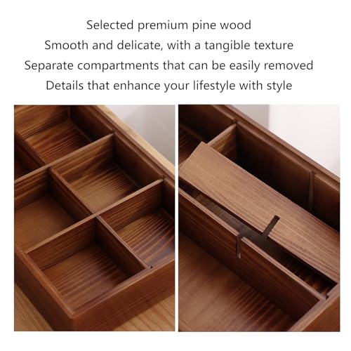 Plateau de service divisé en bois avec couvercle acrylique à 6 compartiments - 5
