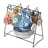 Vincent Van Gogh Bone China Tea Cup and Saucer Set With Gift Box, 8-Ounce Art Coffee Mugs Set (Set of 6)