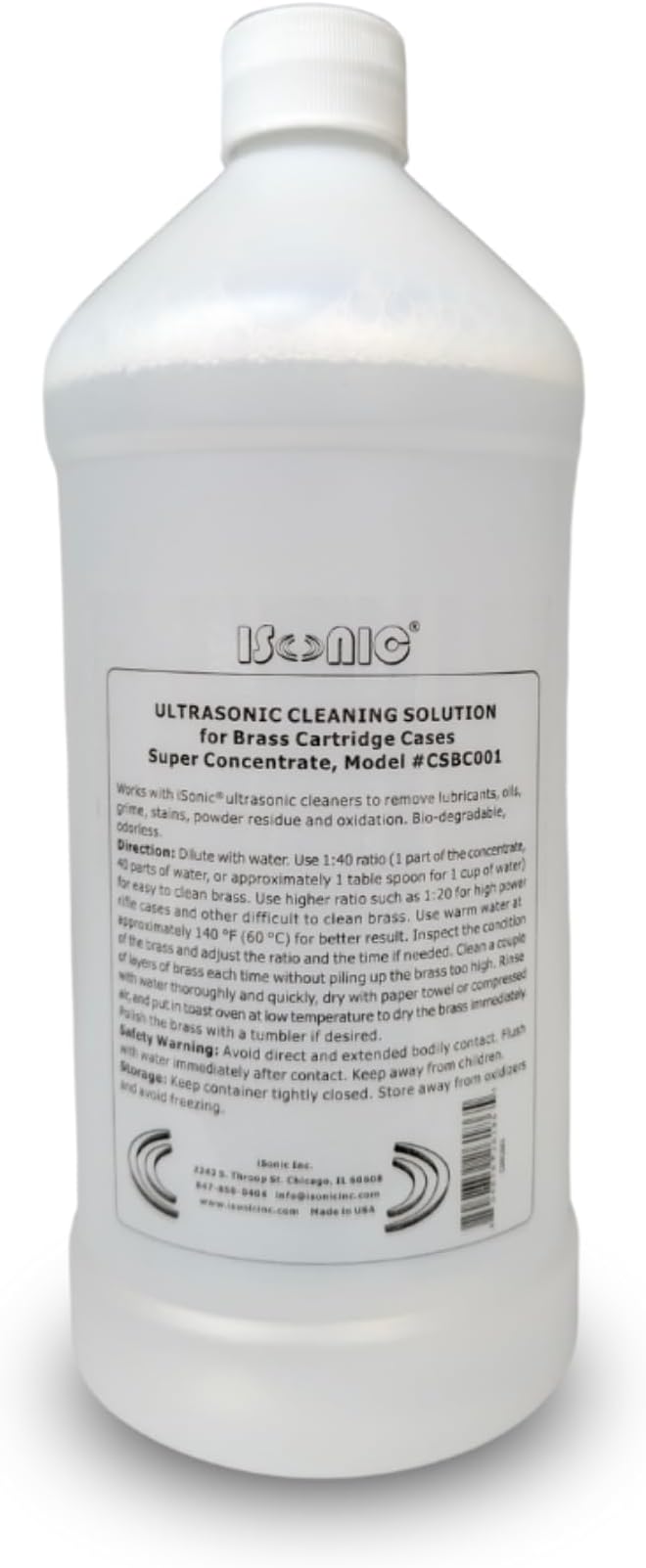 CSBC001 Ultrasonic Brass Cleaning Solution Super Concentrate, 1Qt Bottle