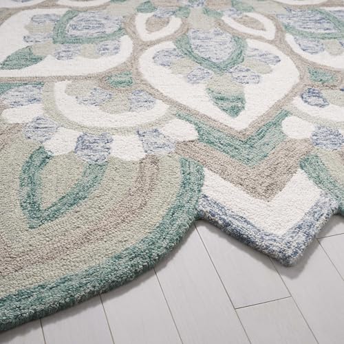 Safavieh Alfombra Redonda 4' Lana Boho Azul Crema miniatura 5
