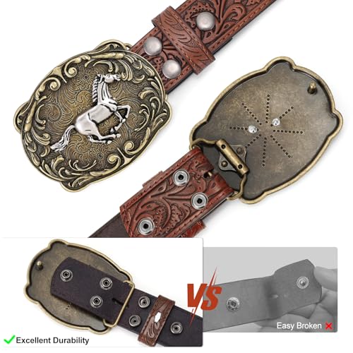SANSTHS Cowboy Western Belts for Men Women Western Cowboy Buckle Belt Country Cowgirl Mens Leather Belt for Jeans Gifts4
